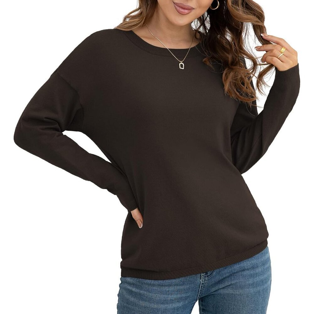Women's Pullover Sweater Knitted Crew Neck Long Sleeve Casual Cozy